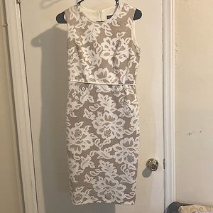 Tan & White Pencil Dress